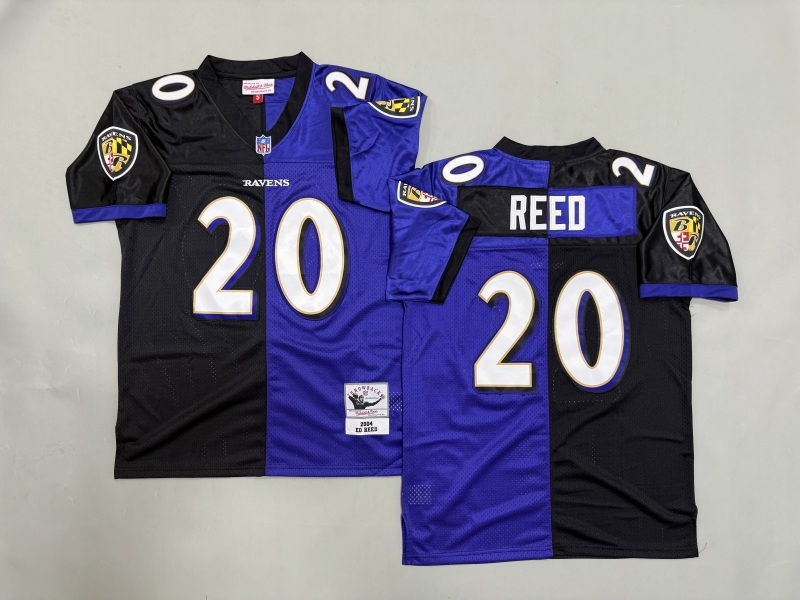 Men 2025 Baltimore Ravens #20 Reed black purple Throwback Limited NFL Jersey style 001